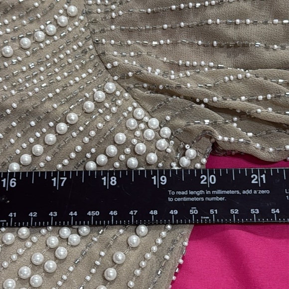 (R3) JKARA vintage Size 14 Full Length Champagne Beaded Formal Dress NWT - Picture 10 of 13